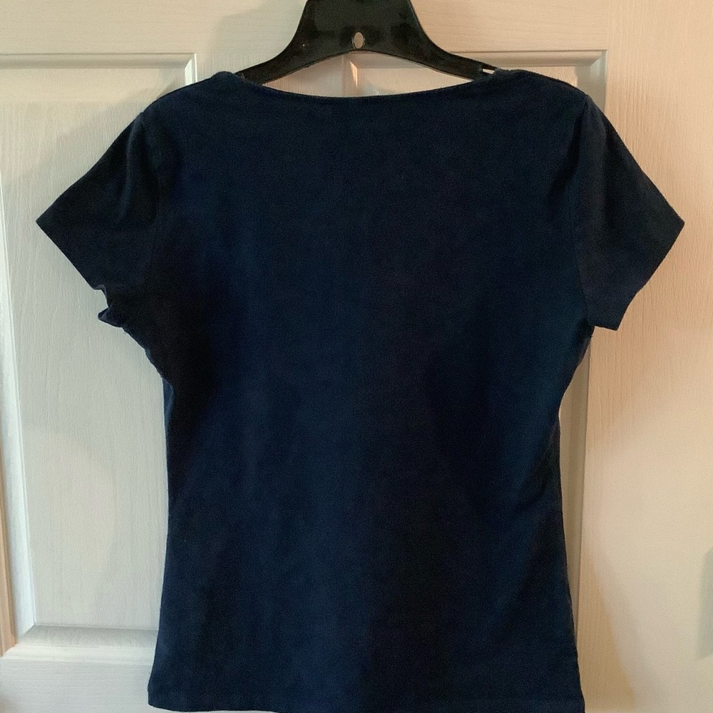 CHAPS Navy Blue, short sleeve top, size L. - Picture 8 of 8
